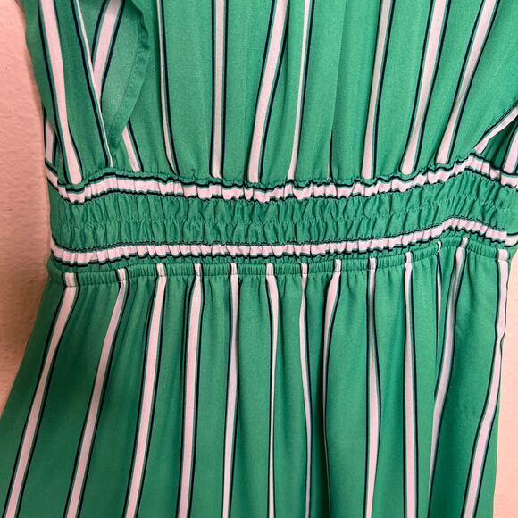 Monteau Green and White Stripe Summer Dress Small - Picture 8 of 12